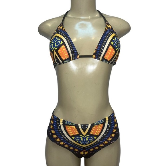 Other - Boho Swimwear Triangle Bikini Top High Waist Bottom 2 Piece Swimsuit Black